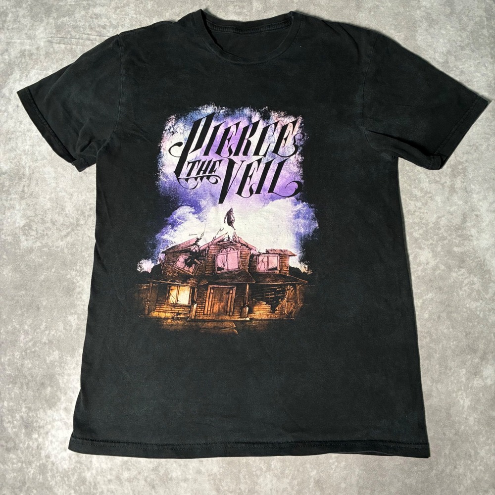Pierce the Veil Band Graphic T-Shirt Black Short Sleeve Mens Small Collide Sky